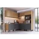 Ver imagem 1 de Cozinha Modulada 9 Peças Tampo Aéreo 3 Portas Balcão Canto Paneleiro Angico 