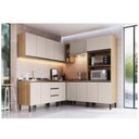 Ver imagem 1 de Cozinha Modulada 9 Peças Tampo Aéreo 3 Portas Balcão Canto Paneleiro Angico Marrom/Montana/Fumê