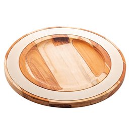 Sousplat Wolff Craft Teca de Madeira Chamapnhe 35cm - 2 Sousplat Wolff Craft Teca de Madeira Chamapnhe 35cm - 2