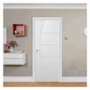 Ver imagem 1 de Kit Porta de Madeira 210x80cm Frisada Laqueada Moldufama Abertura Direita Branco