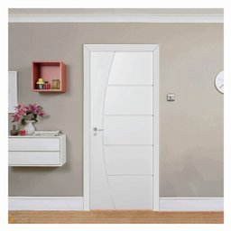 Kit Porta de Madeira 210x80cm Frisada Laqueada Esquerda Moldufama - 2