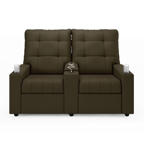 Poltrona Reclinável para Cinema Parma 2 Lugares Baú USB Veludo FH1 - D'Rossi Cor Capuccino