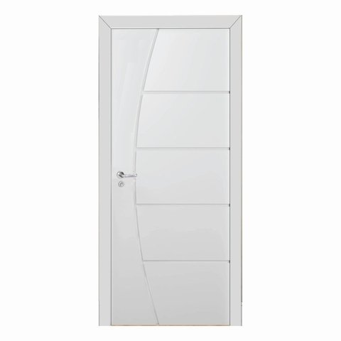 Kit Porta de Madeira 210x80cm Frisada Laqueada Moldufama Abertura Direita Branco