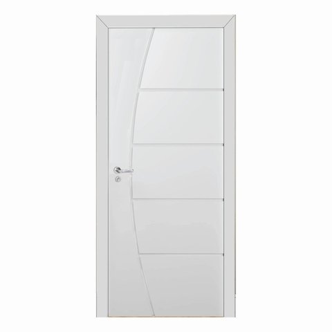 Kit Porta de Madeira 210x80cm Frisada Laqueada Moldufama Abertura Esquerda Branco