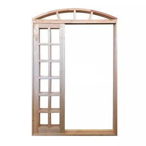 Porta Balcão de Correr de Madeira Padrão Cedro Purgato em Arco Bat.14 Cm- 2.35 (a) X1.40(l)