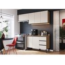 Ver imagem 1 de Cozinha Modulada 4 Peças Tampo Aéreo 3 Portas Balcão 2 Portas 3 Gavetas Álamo Marrom/Montana/Fumê