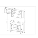Ver imagem 2 de Cozinha Modulada 4 Peças Tampo Aéreo 3 Portas Balcão 2 Portas 3 Gavetas Álamo Marrom/Montana/Fumê