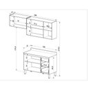 Ver imagem 2 de Cozinha Modulada 4 Peças Tampo Aéreo 3 Portas Balcão 2 Portas 3 Gavetas Cinza/Fumê/Grafite