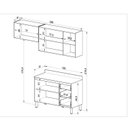 Ver imagem 2 de Cozinha Modulada 4 Peças Tampo Aéreo 3 Portas Balcão 2 Portas 3 Gavetas Cinza/Fumê/Grafite