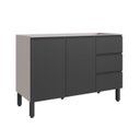 Ver imagem 5 de Cozinha Modulada 4 Peças Tampo Aéreo 3 Portas Balcão 2 Portas 3 Gavetas Cinza/Fumê/Grafite