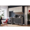 Ver imagem 1 de Cozinha Modulada 4 Peças Tampo Aéreo 3 Portas Balcão 2 Portas 3 Gavetas Cinza/Fumê/Grafite