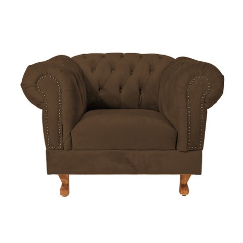 Poltrona Chesterfield Capitone Suede Marrom Decorativa / Sala, Tv, Estar, Recepção
