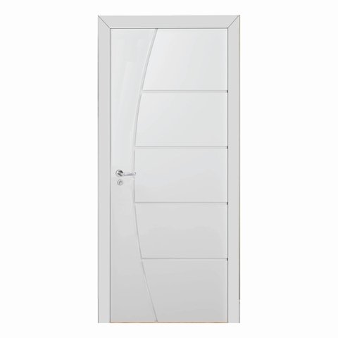 Kit Porta de Madeira 210x90cm Frisada Laqueada Moldufama Abertura Direita