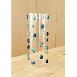 Vaso Vidro Decorado com Gemas de Vidro na Cor Azul 25 Altura X 10 Cm - 1