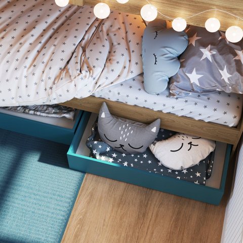 Conjunto 2 Gavetões Individuais para Beliche Azul/Secreto