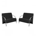 Ver imagem 1 de Kit 2 Poltronas 2 Lugares Braço Alumínio Suede Preto