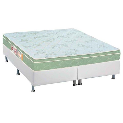 Cama Box King Colchão Espuma Castor D33 Sleep Max + Base CRC Courano White(193x203)