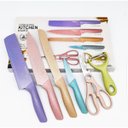 Ver imagem 1 de Jogo de Facas 6 Peças Antiaderente Coloridas Cutelo Tesoura Cor:colorido