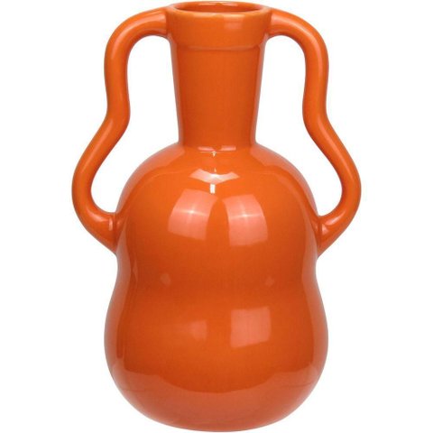 Vaso Decorativo Enfeite Casa Home&co Cerâmica 25x17x17cm Laranja