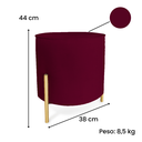 Ver imagem 2 de Puff Redondo Decorativo Suede com Pé de Metal Epóxi Dourado - Marsala