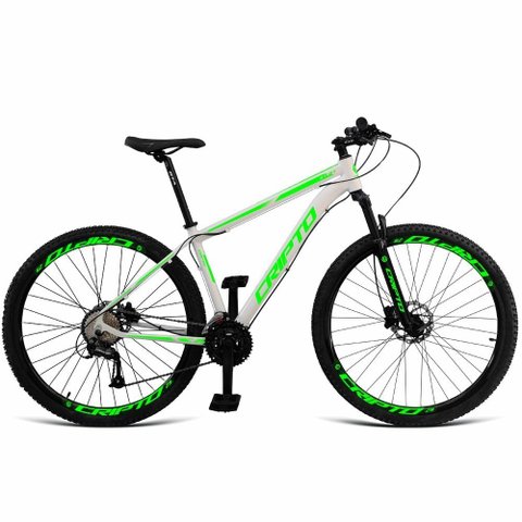 Bicicleta Unisex 21" Aro Aero 29 24v Freios a Disco Suspensão 80mm Guidão Curvo Branco/verde Neon