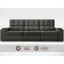 Ver imagem 5 de Sofá com Porta Copos e Carregador USB Eureka 2,30m Assento Retrátil e Reclinável Velosuede