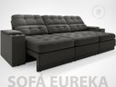 Ver imagem 3 de Sofá com Porta Copos e Carregador USB Eureka 2,30m Assento Retrátil e Reclinável Velosuede