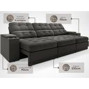 Ver imagem 4 de Sofá com Porta Copos e Carregador USB Eureka 2,30m Assento Retrátil e Reclinável Velosuede