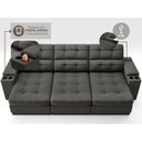 Ver imagem 6 de Sofá com Porta Copos e Carregador USB Eureka 2,30m Assento Retrátil e Reclinável Velosuede