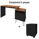 Ver imagem 4 de Escrivaninha Mesa Escritório com Gaveteiro New 5 Gavetas Freijó e Preto Artany