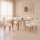 Ver imagem 1 de Conjunto de Mesa de Jantar Dublin 180 Tp MDF Vidro Canto Copo 6 Cadeiras Valentina