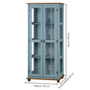 Ver imagem 5 de Cristaleira Colonial de Madeira 2 Portas com Pés Torneados- Azul Céu com Tampo e Base Imbuia Glazer