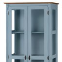 Ver imagem 4 de Cristaleira Colonial de Madeira 2 Portas com Pés Torneados- Azul Céu com Tampo e Base Imbuia Glazer