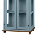 Ver imagem 3 de Cristaleira Colonial de Madeira 2 Portas com Pés Torneados- Azul Céu com Tampo e Base Imbuia Glazer