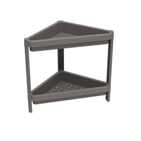Estante Multiuso Canto com 2 Prateleiras Geo Cinza/Mushroom