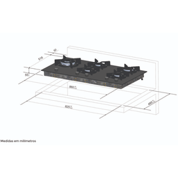 Cooktop 5Q TC Infinity DUO Gás Mesa Vidro Bivolt Fischer - 9