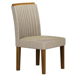 Mesa de Jantar Jade 160x80 Freijó Chumbo com 6 Cadeiras Freijó Linho Palha – Leifer Móveis - 4