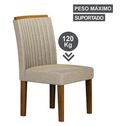 Mesa de Jantar Jade 160x80 Freijó Chumbo com 6 Cadeiras Freijó Linho Palha – Leifer Móveis - 7