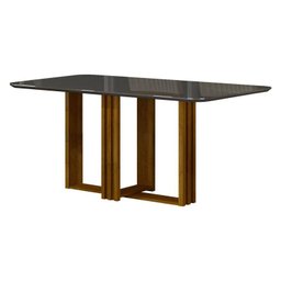 Mesa de Jantar Jade 160x80 Freijó Chumbo com 6 Cadeiras Freijó Linho Palha – Leifer Móveis - 2