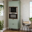 Ver imagem 1 de Torre Quente 70cm P/ 2 Fornos Cozinha Modulada Provençal Mdf Cor:mint com Ébano