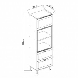 Torre Quente 70cm P/ 2 Fornos Cozinha Modulada Provençal Mdf Cor:mint com Ébano - 3