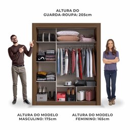 Guarda-Roupa Solteiro Édez Easy, 1,70M, 3 Portas de Correr, Espelho, Nogueira - 10
