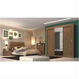 Guarda-Roupa Solteiro Édez Easy, 1,70M, 3 Portas de Correr, Espelho, Nogueira - 9