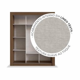 Guarda-Roupa Solteiro Édez Easy, 1,70M, 3 Portas de Correr, Espelho, Nogueira - 8