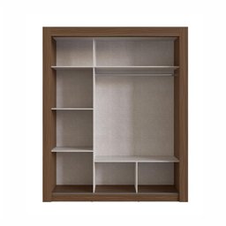 Guarda-Roupa Solteiro Édez Easy, 1,70M, 3 Portas de Correr, Espelho, Nogueira - 7