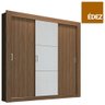 Guarda-Roupa Solteiro Édez Easy, 1,70M, 3 Portas de Correr, Espelho, Nogueira - 1