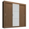 Guarda-Roupa Solteiro Édez Easy, 1,70M, 3 Portas de Correr, Espelho, Nogueira - 3