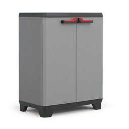 Armário Multiuso Plástico Stillo Baixo Cinza Preto Keter - 1