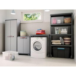 Armário Multiuso Plástico Stillo Baixo Cinza Preto Keter - 4