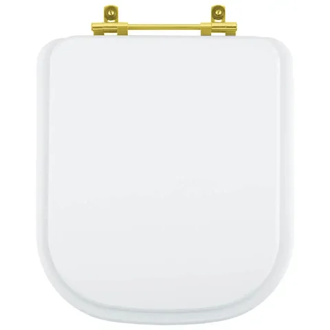 Assento Sanitário Poliéster Gap Branco para vaso Roca Com Ferragem Dourada